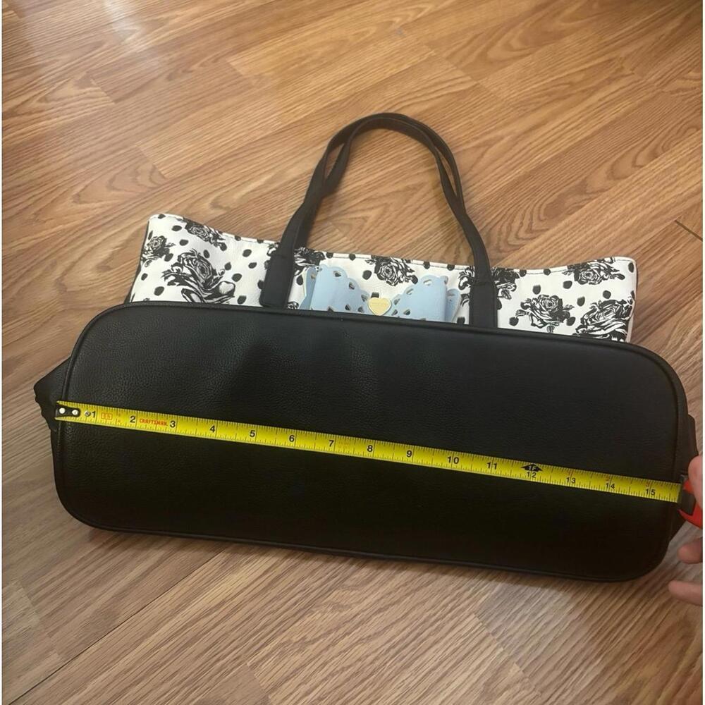 Betsey Johnson Black and White Tote with Floral Print and Bow - Picture 8 of 9
